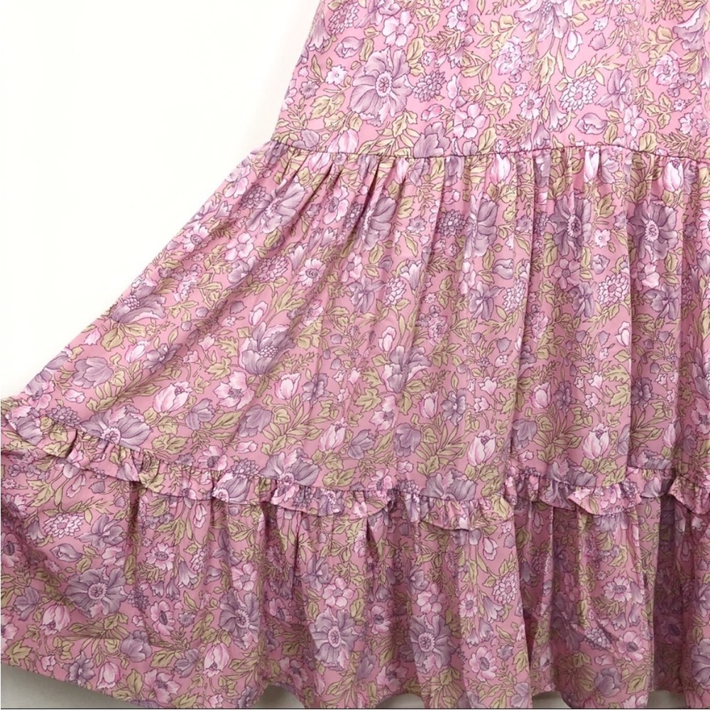 Likely Revolve Mona Floral Midi high neck tie Dress 8 pink ruffle - Picture 7 of 8